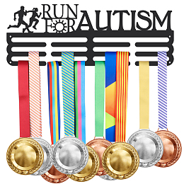 SUPERDANT Running Medal Hanger Run for Autism Medal Holder with 12 Lines Sturdy Steel Award Display Holders Wall Mounted Medal Display Racks for Ribbon Lanyard Medals