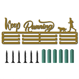 CREATCABIN Medal Holder Sport Display Hanger Keep Running Race Athlete & Dog Pattern Medals Wall Mount Decor for Runners Home Badge 3 Rung Medalist Running Over 60 Medals Easy to Install Olympic