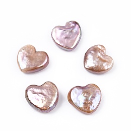 Honeyhandy Natural Baroque Keshi Pearl Beads, Freshwater Pearl Beads, No Hole, Heart, Thistle, 11~13x10~11x3.5~5mm