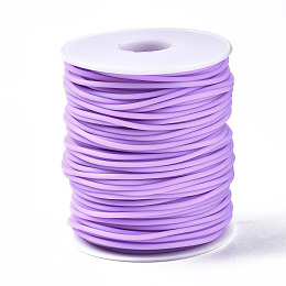 Honeyhandy Hollow Pipe PVC Tubular Synthetic Rubber Cord, Wrapped Around White Plastic Spool, Medium Purple, 2mm, Hole: 1mm, about 54.68 yards(50m)/roll