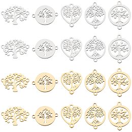 BENECREAT 20PCS 10 Styles Stainless Steel Tree of Life Charms Links Connectors Flat Round Shape for Necklace Bracelet Earrings Jewelry Making DIY Crafts