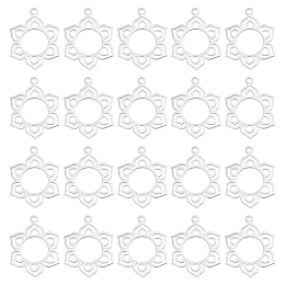 DICOSMETIC 20Pcs Stainless Steel Metal Charms Hollow Cute Flower Pendants Frame Charms Earring and Neckaces Pendant for Jewelry Making Crafts, Hole: 1.5mm