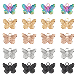 Unicraftale 20Pcs 5 Colors 304 Stainless Steel Charms, Butterfly, Mixed Color, 12x15x3mm, Hole: 2mm, 4pcs/color