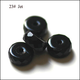 Honeyhandy Imitation Austrian Crystal Beads, Grade AAA, Faceted, Flat Round, Black, 8x3.5mm, Hole: 0.9~1mm