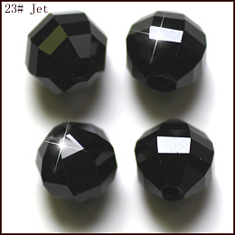 Honeyhandy Imitation Austrian Crystal Beads, Grade AAA, Faceted, Round, Black, 6mm, Hole: 0.7~0.9mm