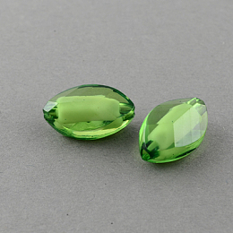 Honeyhandy Transparent Acrylic Beads, Bead in Bead, Faceted, Oval, Leaf, Lime Green, 18x11x8mm, Hole: 2mm, about 500pcs/500g