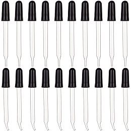 Pandahall Elite 20pcs Bent & Straight 1ml Tip Glass Droppers Essential Oil Dropper Pipette with Black Rubber Head Eye Pipette Dropper for Art Nutrients Plant Mix Makeup