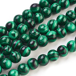 Honeyhandy Synthetic Malachite Beads Strands, Dyed, Round, Green, Size: about 6mm in diameter, hole: 1.5mm, about 63pcs/strand, 15.3 inch