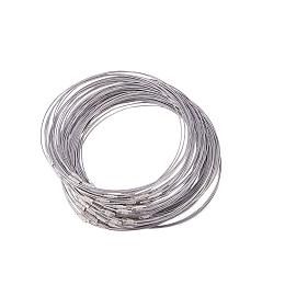 NBEADS 100 Strands 17.5" x1mm Stainless Steel Wire Necklace Cord DIY Jewelry Making, with Brass Screw Clasp, DarkGray