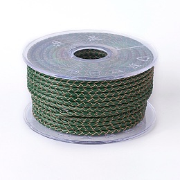 Honeyhandy Braided Cowhide Cord, Leather Jewelry Cord, Jewelry DIY Making Material, Dark Green, 3mm, about 5.46 yards(5m)/roll