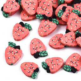 ARRICRAFT Handmade Polymer Clay Cabochons, Strawberry Shape, Tomato, 11x8x2mm