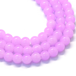 Honeyhandy Baking Painted Imitation Jade Glass Round Bead Strands, Plum, 6.5mm, Hole: 1.5mm, about 145pcs/strand, 31.8 inch