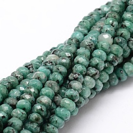 ARRICRAFT Dyed Natural Malaysia Jade Rondelle Beads Strands, Faceted, Cadet Blue, 4x2~3mm, Hole: 1mm; about 115pcs/strand, 14 inches