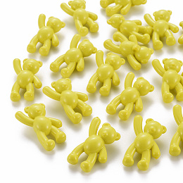 Honeyhandy Opaque Acrylic Pendants, Bear, Yellow, 37x28x13mm, Hole: 2.5mm