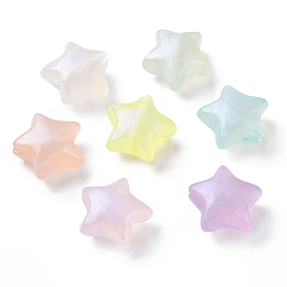 Honeyhandy Luminous Acrylic Beads, Glitter Beads, Glow in the Dark, Star, Mixed Color, 14x15x8mm, Hole: 2mm