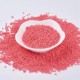 FGB Seed Beads, Round 11/0 Glass Seed Beads, Baking Paint, Hot Pink, 2x1.5mm, Hole: 0.7mm, about 3300pcs/50g