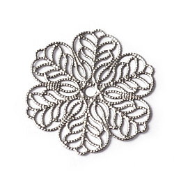 Honeyhandy 304 Stainless Steel Filigree Pendants, Flower, Stainless Steel Color, 30x0.5mm, Hole: 2mm