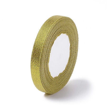 Honeyhandy Glitter Metallic Ribbon, Sparkle Ribbon, DIY Material for Organza Bow, Double Sided, Golden Color, Size: about 1/2 inch(12mm) wide, 25yards/roll(22.86m/roll)
