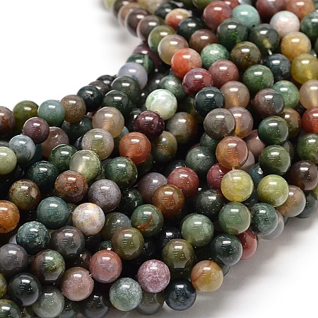 Arricraft Natural Indian Agate Round Bead Strands, 4mm, Hole: 1mm, about 90pcs/strand, 15.5 inches
