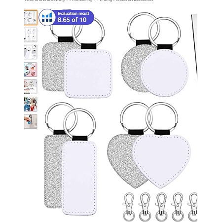 GORGECRAFT PU Leather Sublimation Blanks Keychains, with Iron Split Key Rings, Iron Alloy Lobster Claw Clasp Keychain, Platinum, 16pcs/set