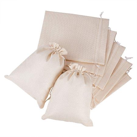 BENECREAT 25PCS Burlap Bags with Drawstring Gift Bags Jewelry Pouch for Wedding Party Treat and DIY Craft - 9 x 6.7 Inch, Cream