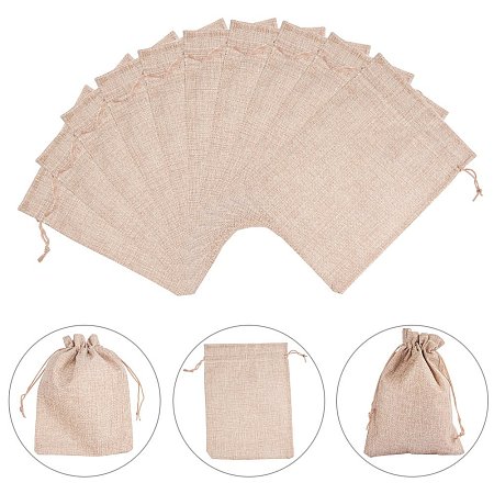 NBEADS 30Pcs Dark Khaki Burlap Bags with Drawstring, 9 x 6.7 Inch Burlap Gift Bag Jewelry Pouches for Wedding Favors, Party, DIY Craft and Christmas
