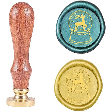 PandaHall Elite Crystal Ball Deer Wax Seal Stamp, Christmas Reindeer Sealing Wax Stamp Retro Stamp for Envelopes, Party Invitation, Wine Packages, Gift Packing, Wedding Greeting Cards