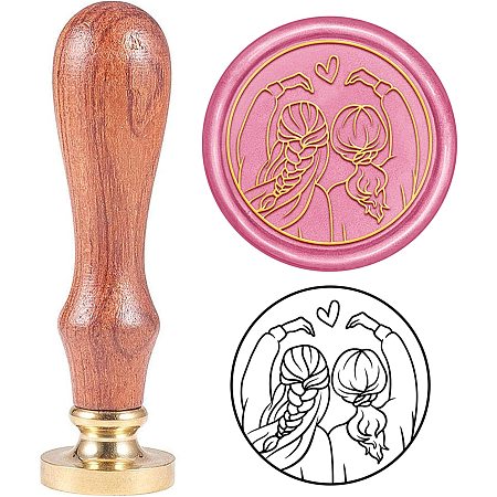 ARRICRAFT Wax Seal Stamp Girls Back View Love Pattern Wax Seal with Wooden Handle 1.2