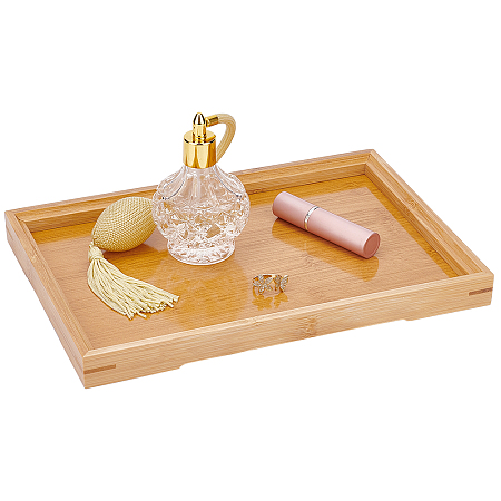 NBEADS Bamboo Tray, 11x7.4 Bamboo Serving Tray Portable Rectangle Wooden Tray Board Jewelry Display Tray Vanity Tray Flat Platter for Kitchen Home Bathroom Dining Snack, Inner Size: 6.53x10.1