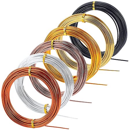 Pandahall Elite 12 Guage Aluminum Craft Wire 6 Color Jewelry Wire Colored Aluminum Wire Flexible Metal Wire for Jewelry Making Supplies and Craft, Wire for Beading Art Work, 60m/196 Feet in Total