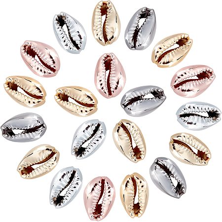 PandaHall Elite 5 Colors Cowrie Seashells, Spiral Shell Beads Electroplate Jewelry Seashells Charms for Summer Wakiki Hawaii Anklet Bracelet Making Home Decoration Beach Party Heishi Crafts 50pcs