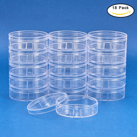 BENECREAT 24 Pack Large Round High Transparency Plastic Bead Storage Containers Box Case for beauty supplies, Tiny  Findings, and Other Small Items - 2.44x0.78 Inches
