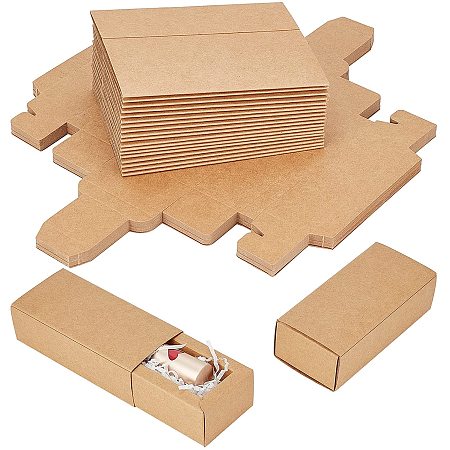 Pandahall Elite 20 Packs Gift Wrapping Boxes Kraft Paper Drawer Box Cardboard Present Boxes for Soap Jewelry Candy Wedding Party Favors Boxes, 12.7x5.9x3.7cm/ 5x2.3x1.5