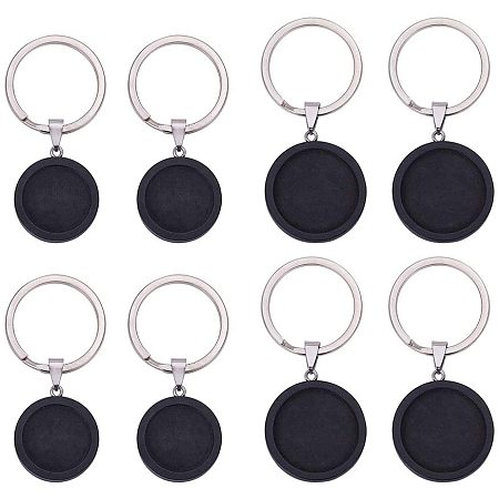 Arricraft 40pcs Wooden Keychain Trays Kit, 20pcs 2 Size Wooden Pendant Trays Blanks Cabochon with 20pcs Keyrings and 20pcs Glass Cabochon for Photo Pendant Keyrings Making