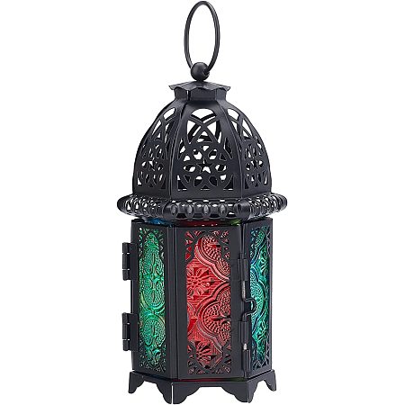 PandaHall Elite Candle Lanterns, Decorative Lantern Metal Candle Holder Hanging Castle Lanterns for Indoor Outdoor Events Parties and Weddings Home Patio Christmas Decorations 7.8 inch
