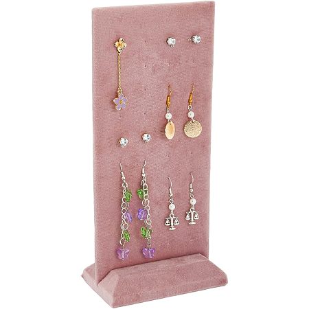SUPERFINDINGS 1Pc Pink Velvet Earring Display 40-Hole Earring Jewelry Display Stand Tray Organizer Holder with Base for Ear Studs Display
