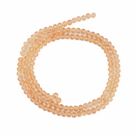 Honeyhandy Glass Beads Strands, Faceted, Rondelle, Peru, 4x3mm, Hole: 0.9mm, about 123~127pcs/strand, 16.5~16.9 inch(42~43cm)
