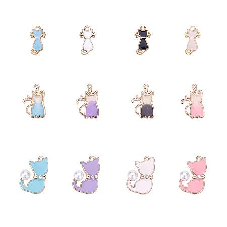 PandaHall Elite 48pcs Cat Charms Pendant, 4 Color 3 Style Animal Kitten Enamel Dangle Charms Beads for Necklace Bracelet Earrings DIY Jewelry Making
