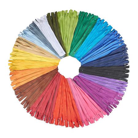 PandaHall Elite 160pcs 20 Color Nylon Coil Zippers for Tailor Sewing Crafts, 2.5 x 23.5~24cm