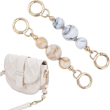 WADORN 2 Colors Purse Chain Strap Extender, 5.5inch Bag Chain Bead Extender Replacement Handbag Chain Charms Clutch Bag Decoration Chain Accessories for Wallet Mini Pochette Hobo Bag