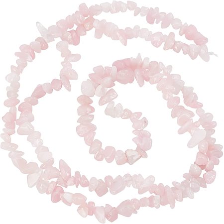 BENECREAT 31.5 Inch Rose Quartz Chip Stone 3 Strand Natural Chip Stone Beads Loose Crystal Stone for Jewelry Making DIY Crafts Decoration