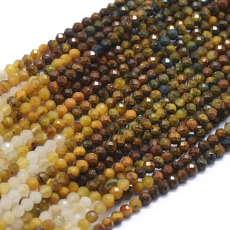Honeyhandy Natural Pietersite Beads  Strands, Gradient Style, Round, Faceted, 4mm, Hole: 0.5mm, about 112pcs/strand, 15.35 inch(39cm)
