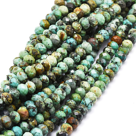 Honeyhandy Natural African Turquoise(Jasper) Beads Strands, Faceted, Rondelle, 5.5~6x4~4.5mm, Hole: 1mm, about 95pcs/strand, 15.59''(39.6cm)