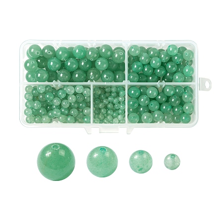 Honeyhandy 340Pcs 4 Sizes Natural Green Aventurine Beads, Round, 4mm/6mm/8mm/10mm, Hole: 1mm