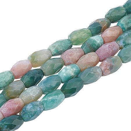 Nbeads 2 Strands Natural Indian Agate Beads Strands, Faceted, Oval, 8.5~9x6mm, Hole: 1mm, about 22pcs/strand, 8.07''(20.49cm)