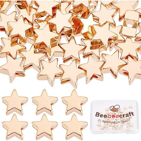 Beebeecraft 50Pcs/Box Star Spacer Beads 18K Gold Plated Star Shaped Beads Charm 6mm Loose Jewelry Making Beads for DIY Bracelet Earring Necklace