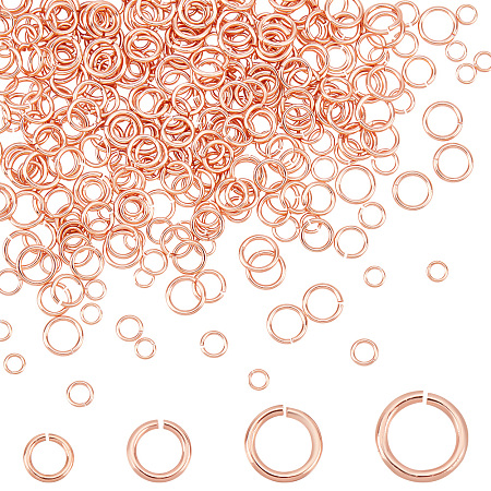 PandaHall Elite 400pcs Jump Rings, 4 Size Brass Open Jump Rings Rose Gold Jewelry Connector Rings Jewelry Making Supplies for Necklaces Bracelet Keychain Jewelry Repair, Diameter: 3~6mm