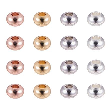 PandaHall Elite 1Box About 80pcs 4 Color Smooth Rondelle Environmental Brass Bead Spacers for Jewelry Making (Platinum, Rose Gold, Sliver, Golden)