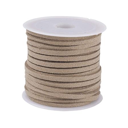 ARRICRAFT Faux Leather Lace Beading Thread 3mm Faux Suede Cord String Valet 5 Yards with Roll Spool, DarkKhaki
