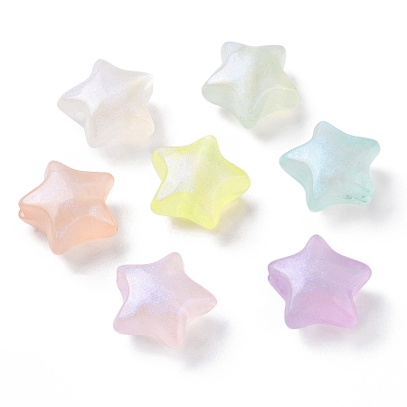 Honeyhandy Luminous Acrylic Beads, Glitter Beads, Glow in the Dark, Star, Mixed Color, 14x15x8mm, Hole: 2mm, about 580pcs/500g